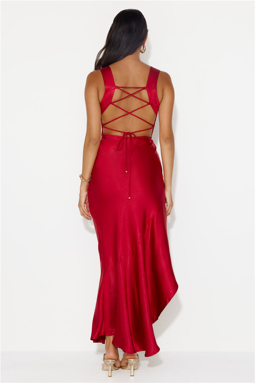 Flashy Sori¨¨e Satin Maxi Dress Red