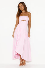 Carnival Candy Floss Strapless Midi Dress Pink