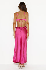 Impressed Satin Maxi Dress Hot Pink