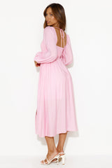 Dancing Deni Long Sleeve Midi Dress Pink