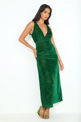 No Regular Love Velvet Maxi Dress Green