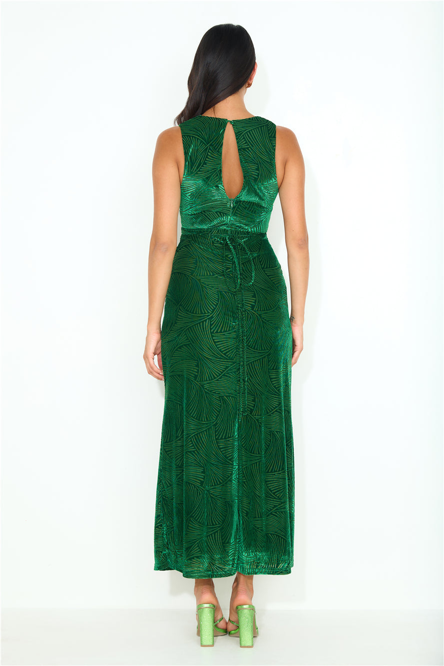 No Regular Love Velvet Maxi Dress Green