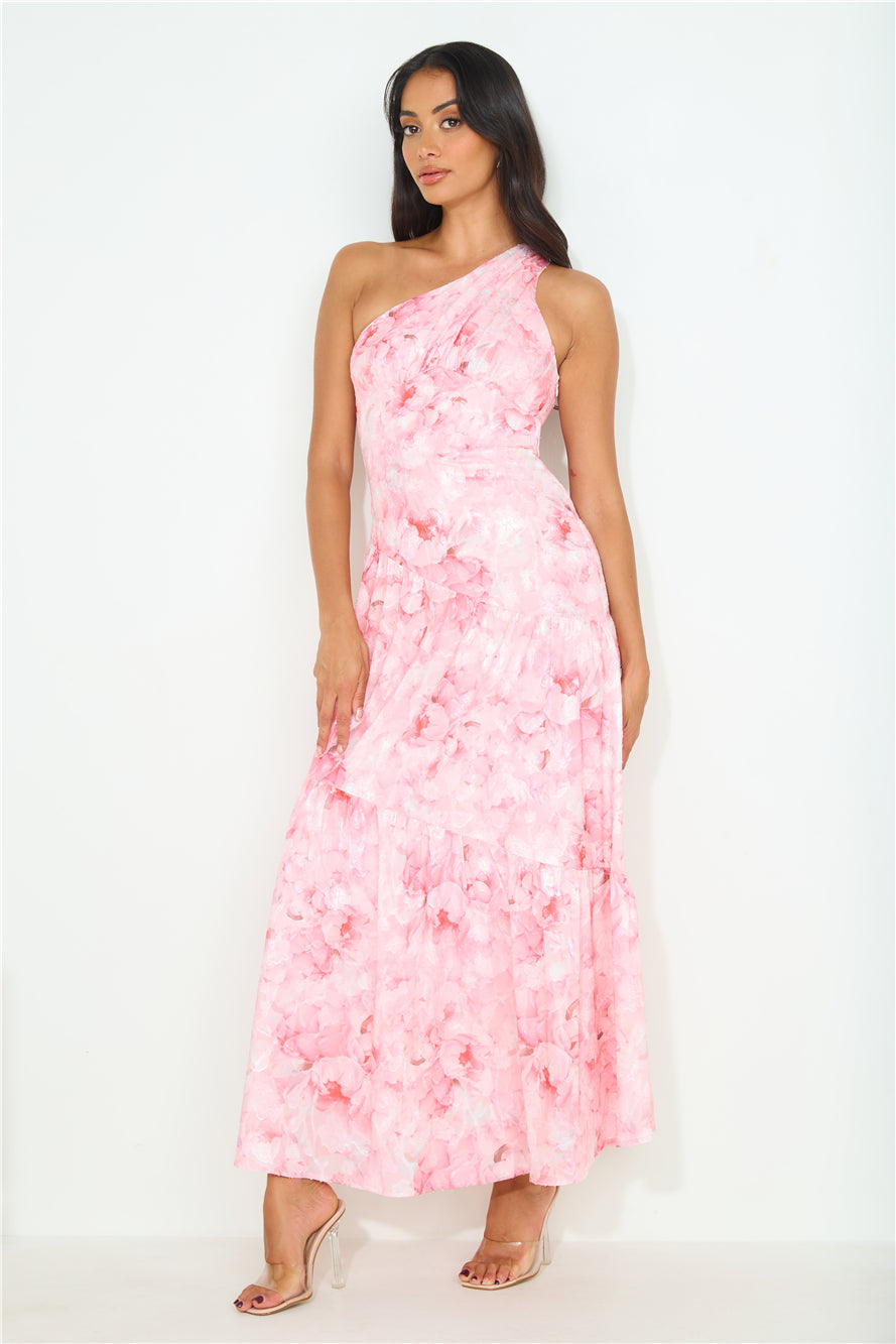 Love Affair One Shoulder Maxi Dress Pink