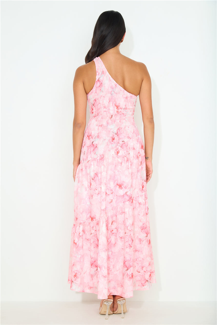 Love Affair One Shoulder Maxi Dress Pink