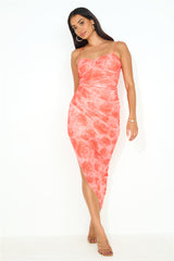 Flashing Cameras Mesh Midi Dress Orange