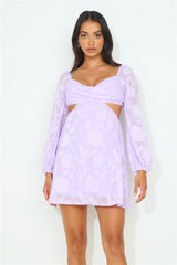 Dainty Long Sleeve Mini Dress Lilac