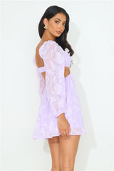 Dainty Long Sleeve Mini Dress Lilac