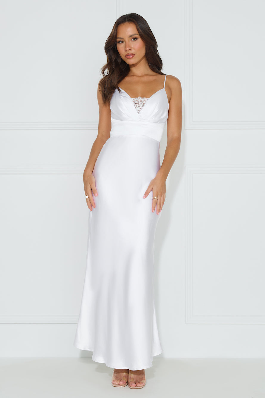 Lorelei Satin Maxi Dress White