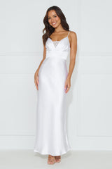 Lorelei Satin Maxi Dress White