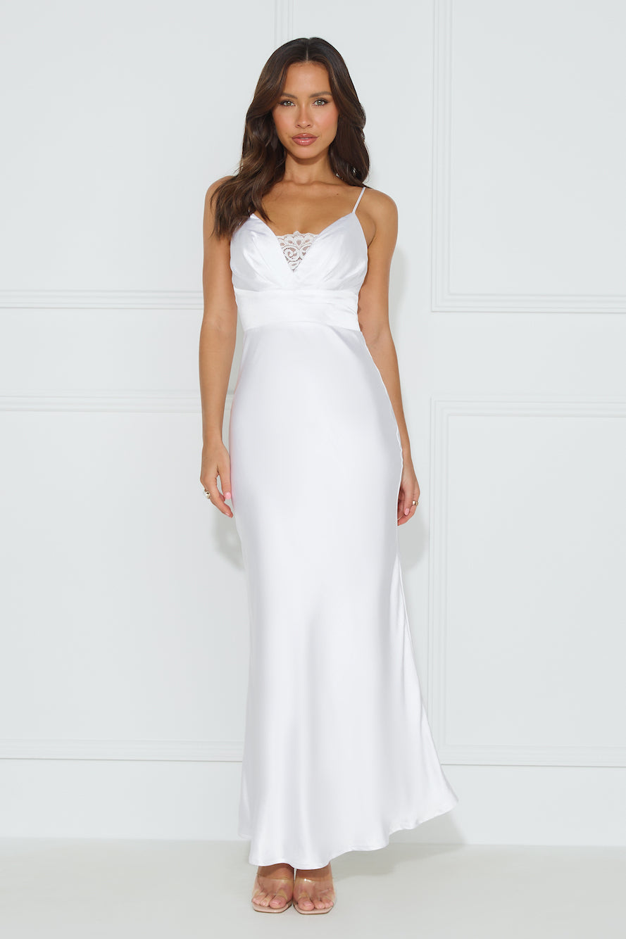 Lorelei Satin Maxi Dress White