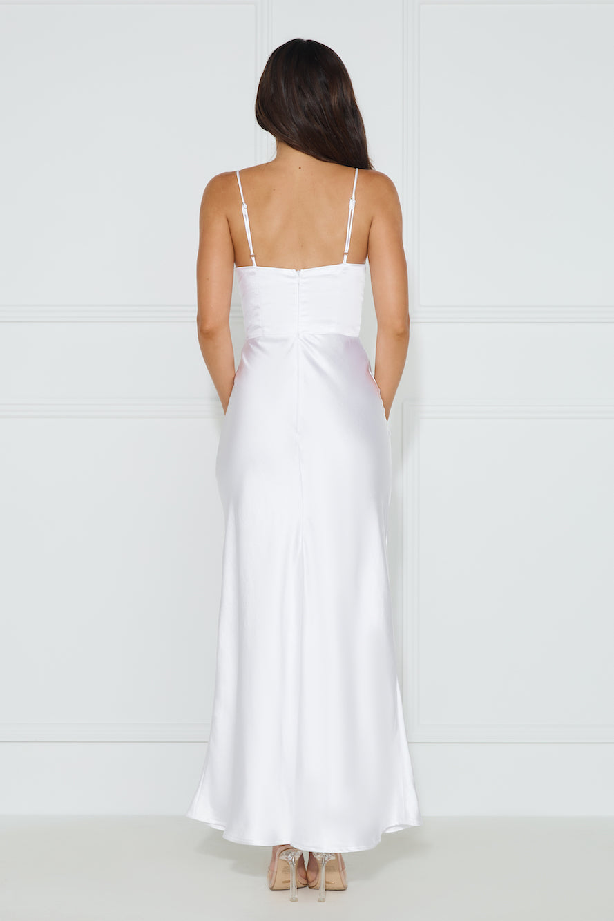 Nobody But You Satin Maxi Dress White