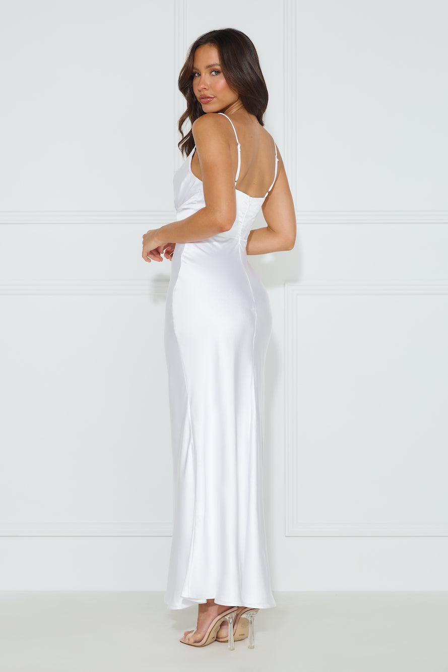 Lorelei Satin Maxi Dress White