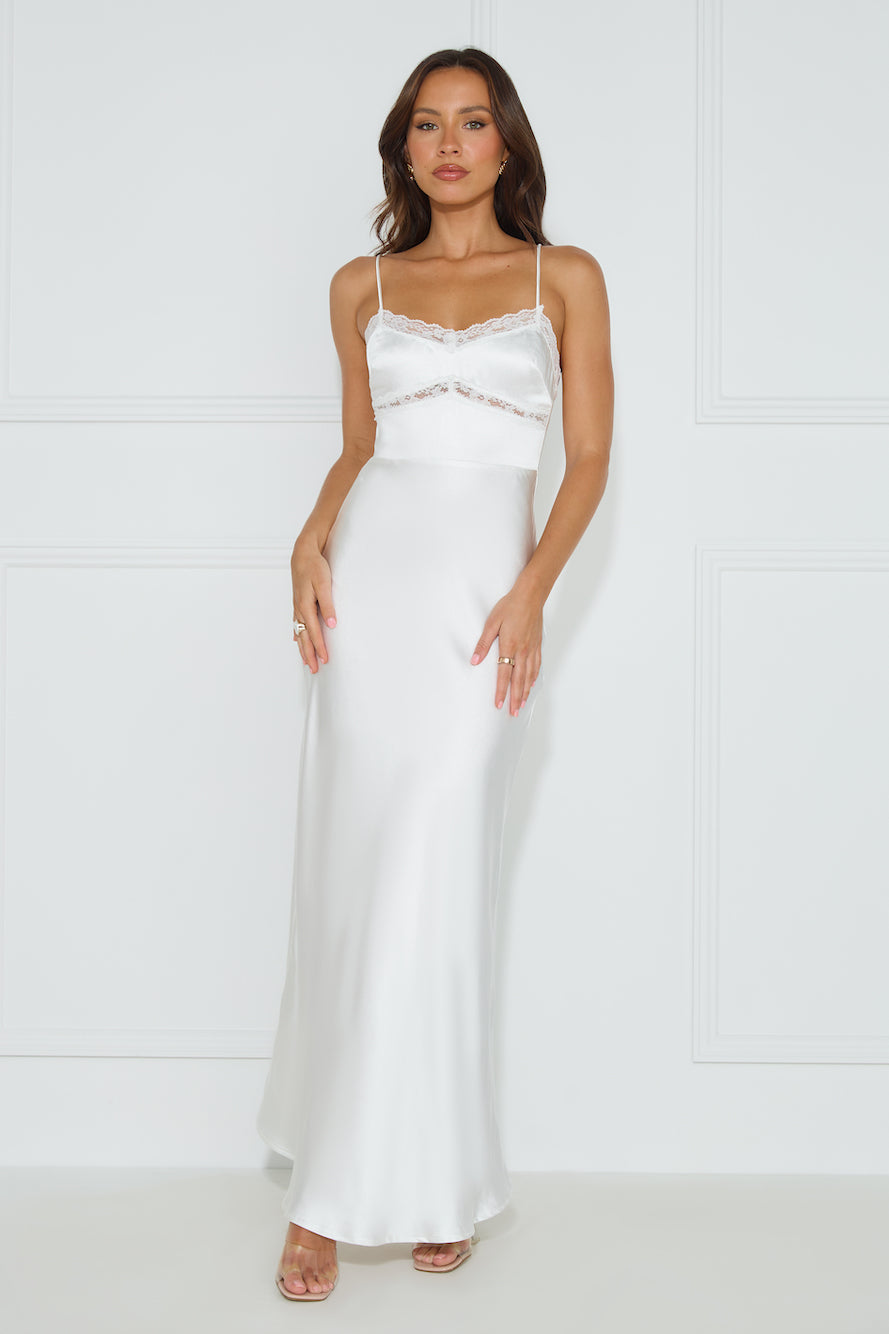 Nobody But You Satin Maxi Dress White