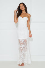 Feelings Are True Strapless Lace Maxi Dress White