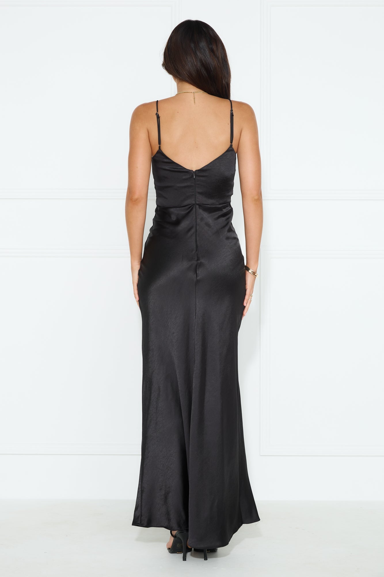 Getaway Events Satin Lace Maxi Dress Black