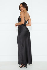 Getaway Events Satin Lace Maxi Dress Black