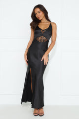 Dripping Luxe Satin Maxi Dress Black