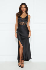 Dripping Luxe Satin Maxi Dress Black