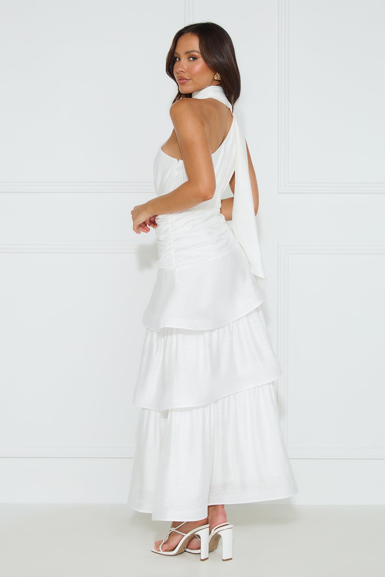 Cara One Shoulder Maxi Dress White