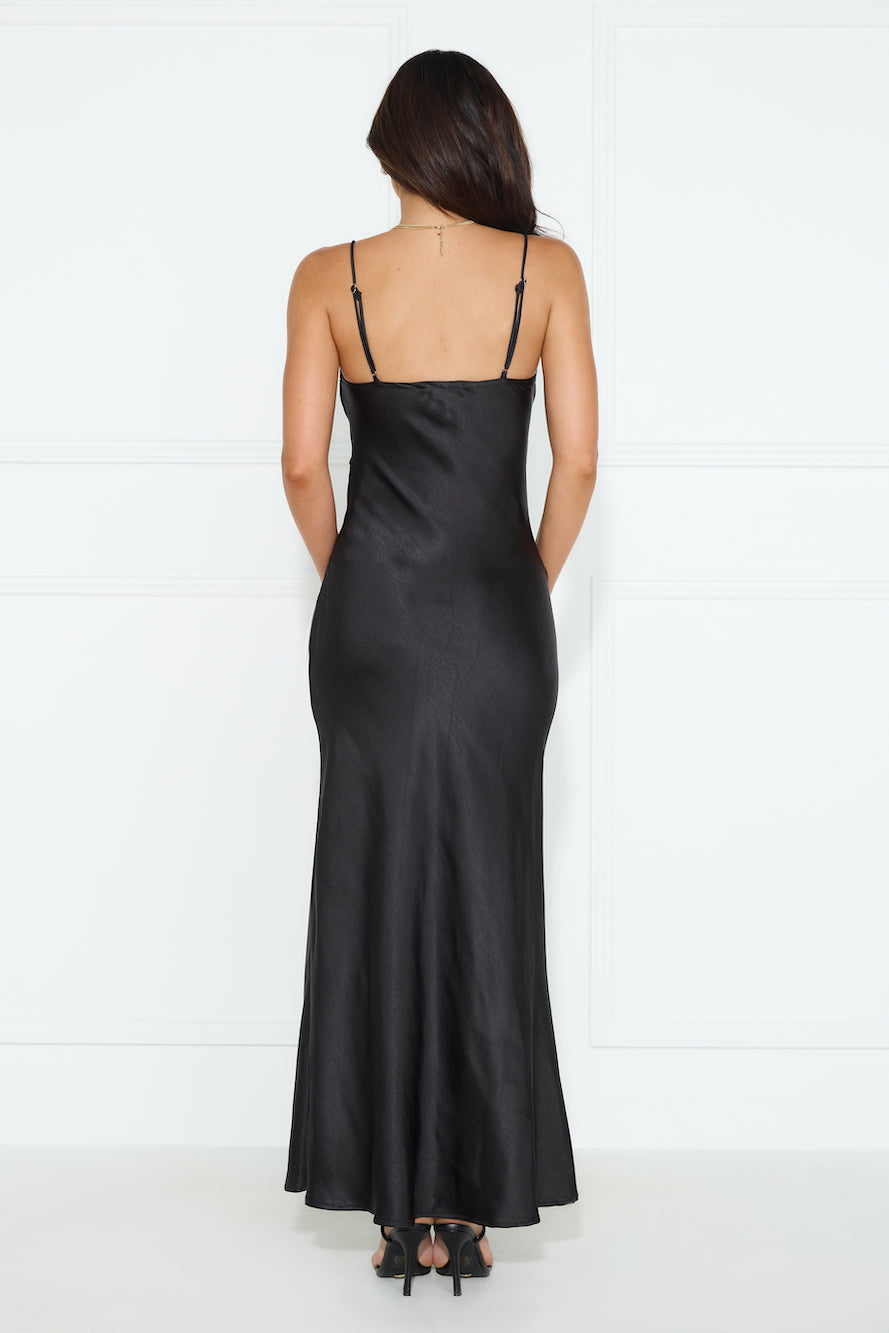 Dripping Luxe Satin Maxi Dress Black