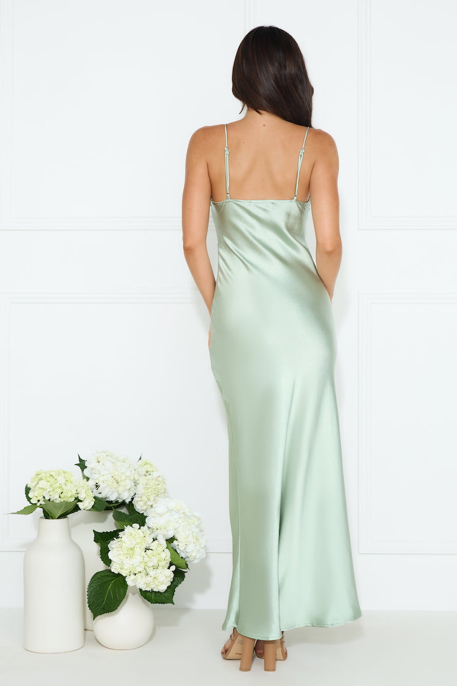 Dripping Luxe Satin Maxi Dress Sage