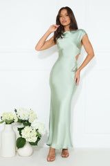 Luxe Destinations Satin Maxi Dress Sage