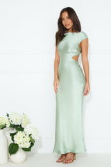 Luxe Destinations Satin Maxi Dress Sage