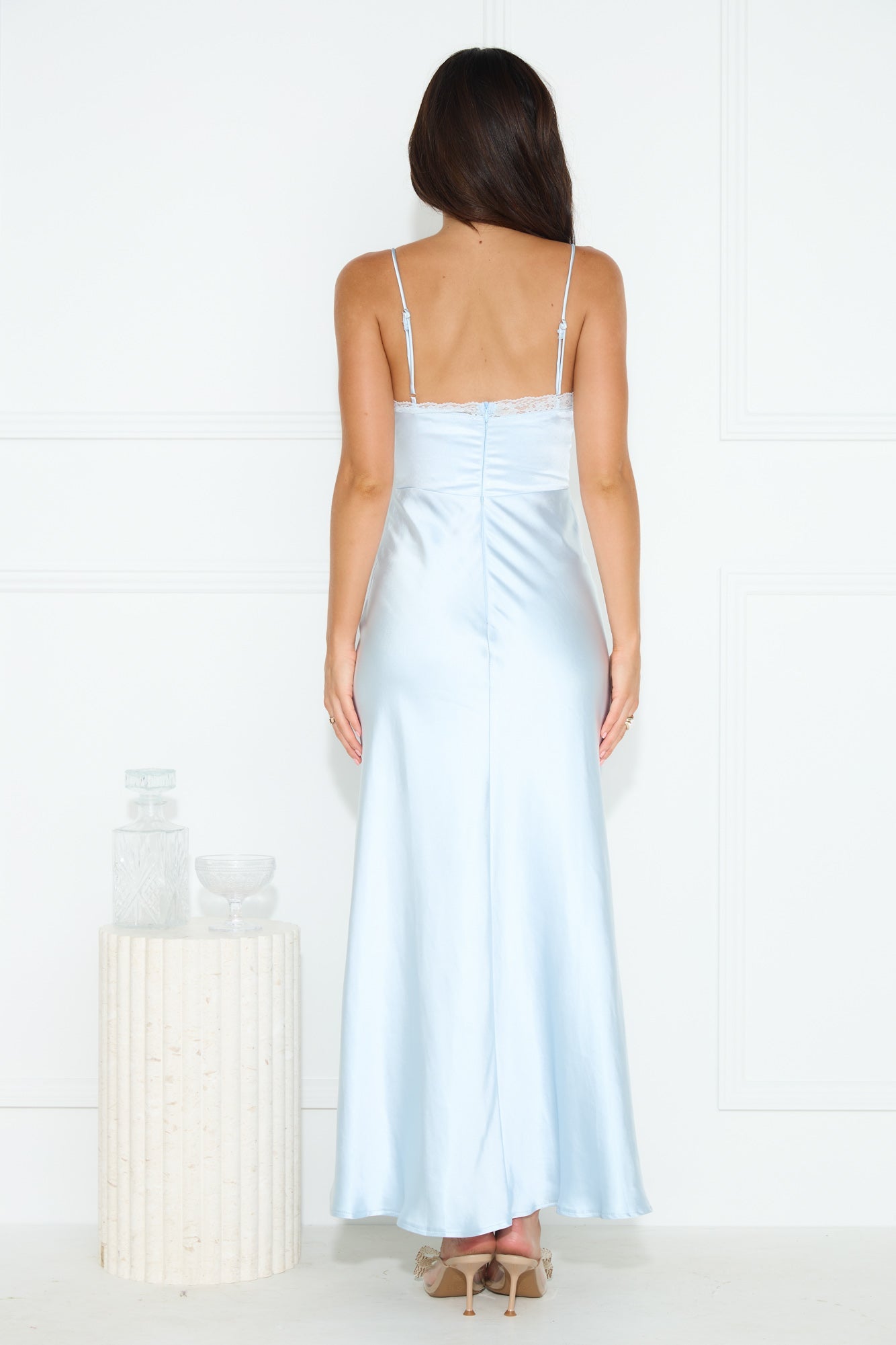 Nobody But You Satin Maxi Dress Blue