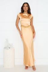 Kindly Accept Satin Maxi Dress Orange