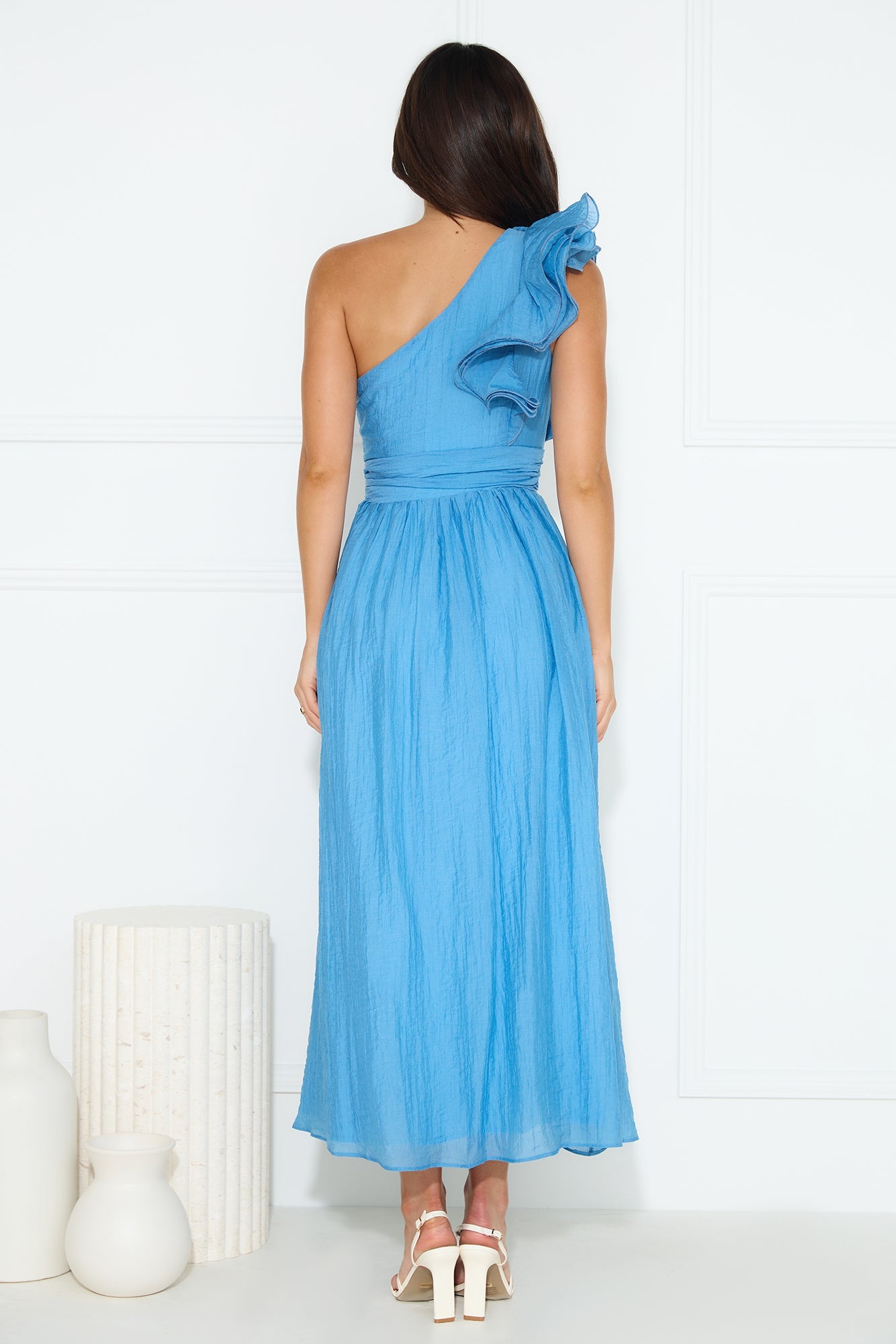 Find Out One Shoulder Midi Dress Blue