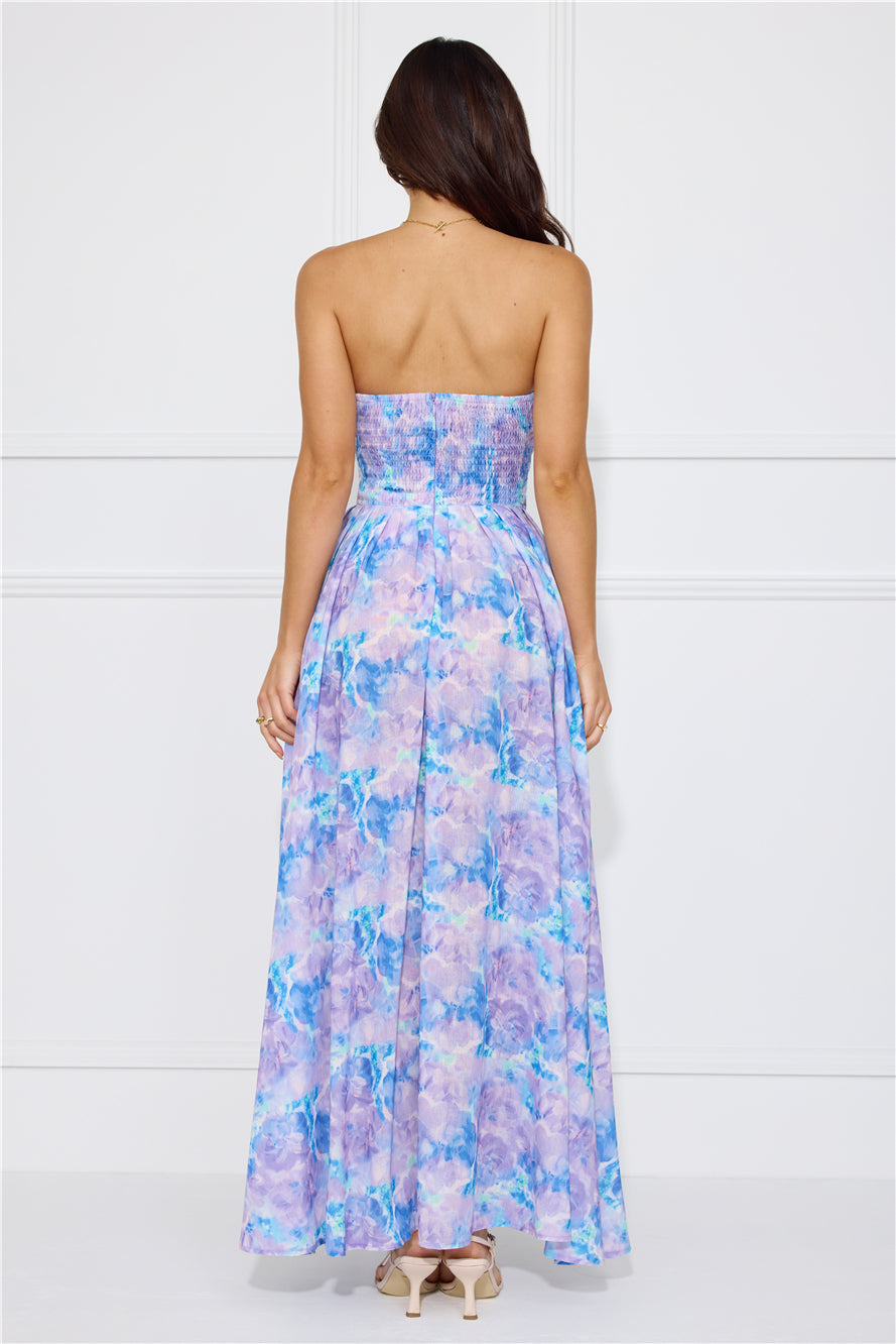 Moments Await Strapless Maxi Dress Lilac