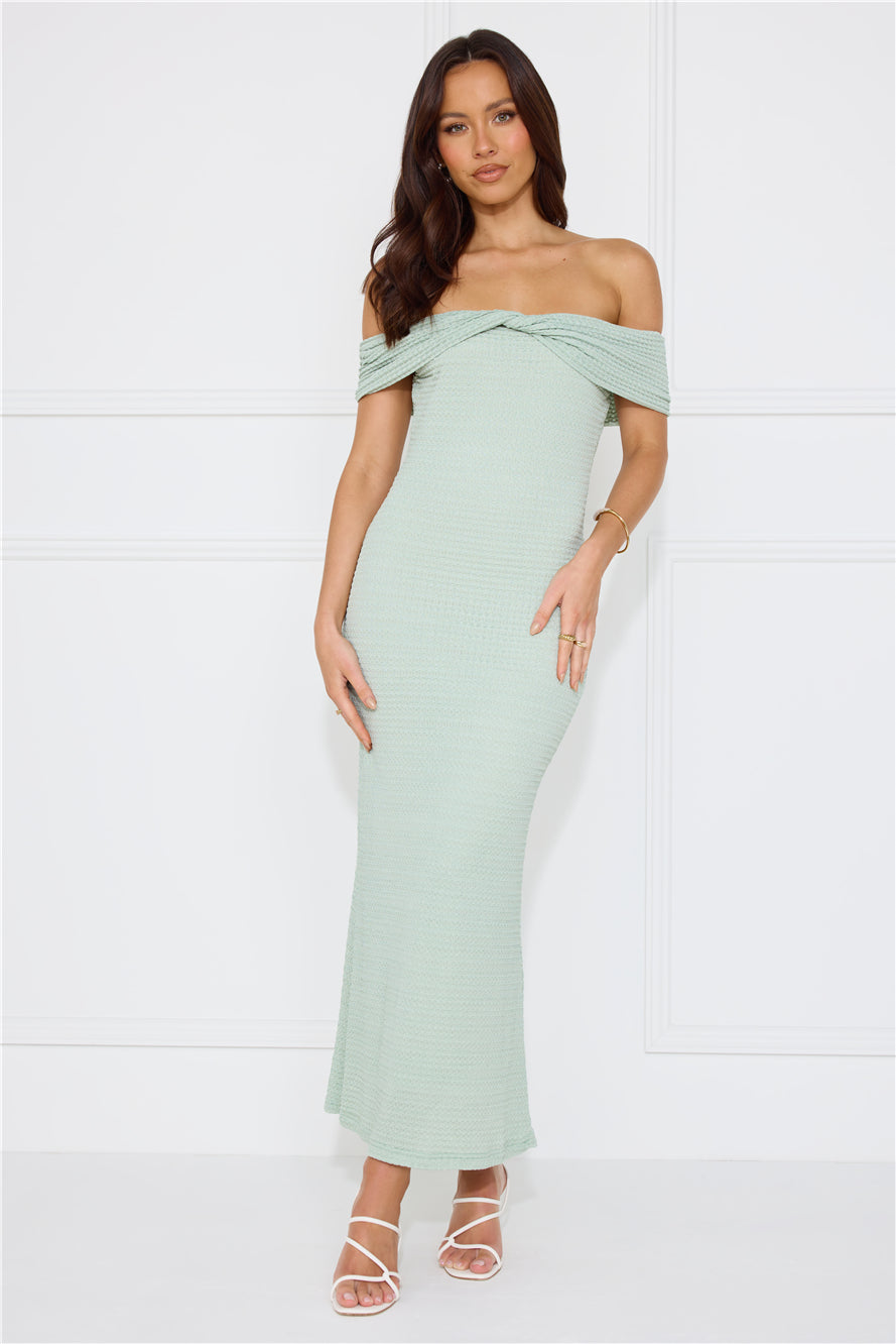 Fashion Fantasy Off Shoulder Maxi Dress Sage