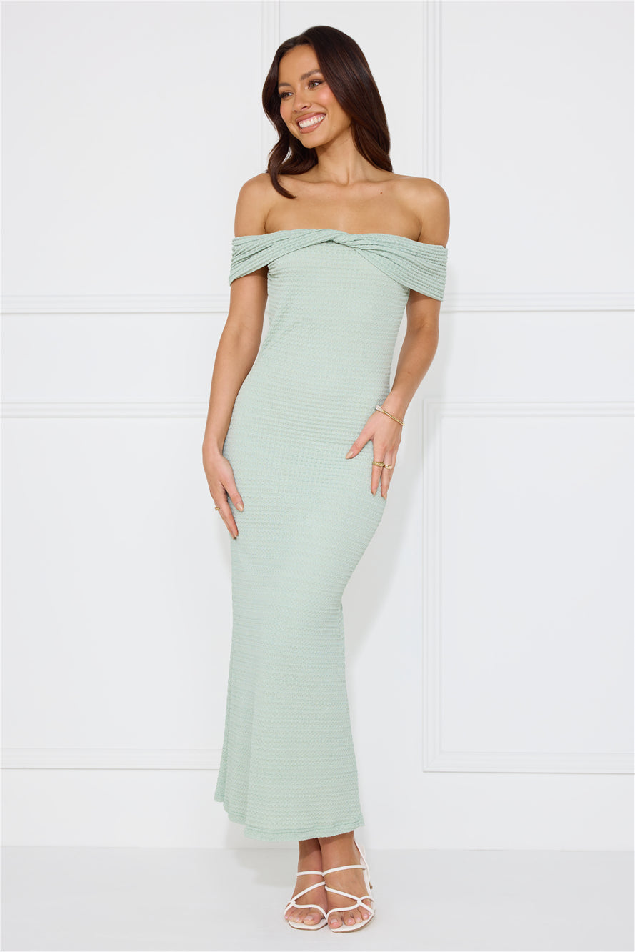 Fashion Fantasy Off Shoulder Maxi Dress Sage