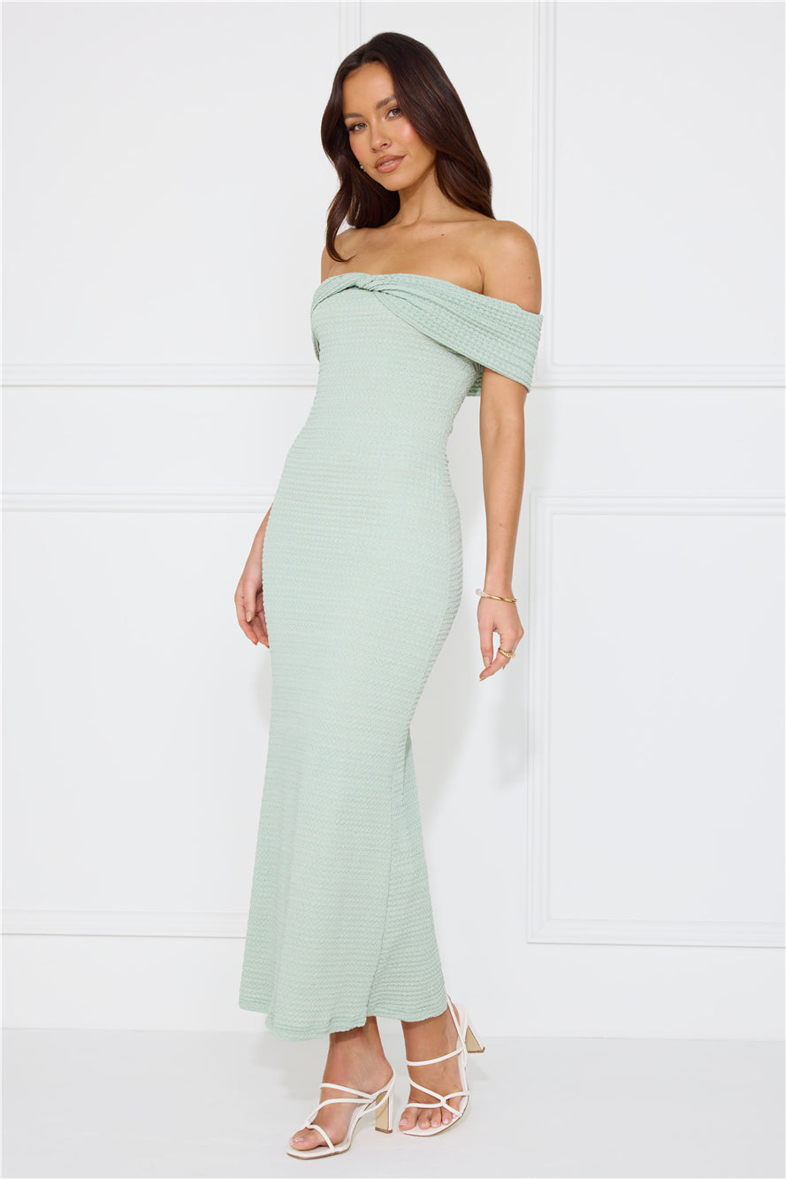 Fashion Fantasy Off Shoulder Maxi Dress Sage