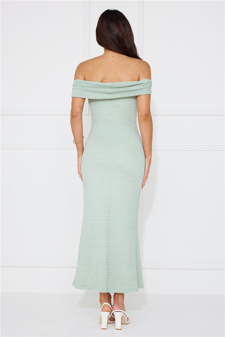 Fashion Fantasy Off Shoulder Maxi Dress Sage