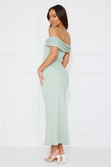 Fashion Fantasy Off Shoulder Maxi Dress Sage