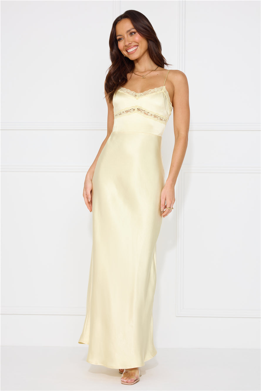 Nobody But You Satin Maxi Dress Yellow