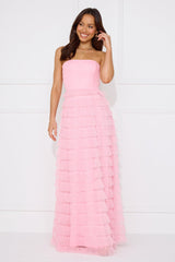 Honeyed Horizons Strapless Mesh Maxi Dress Pink