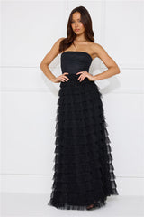 Honeyed Horizons Strapless Mesh Maxi Dress Black