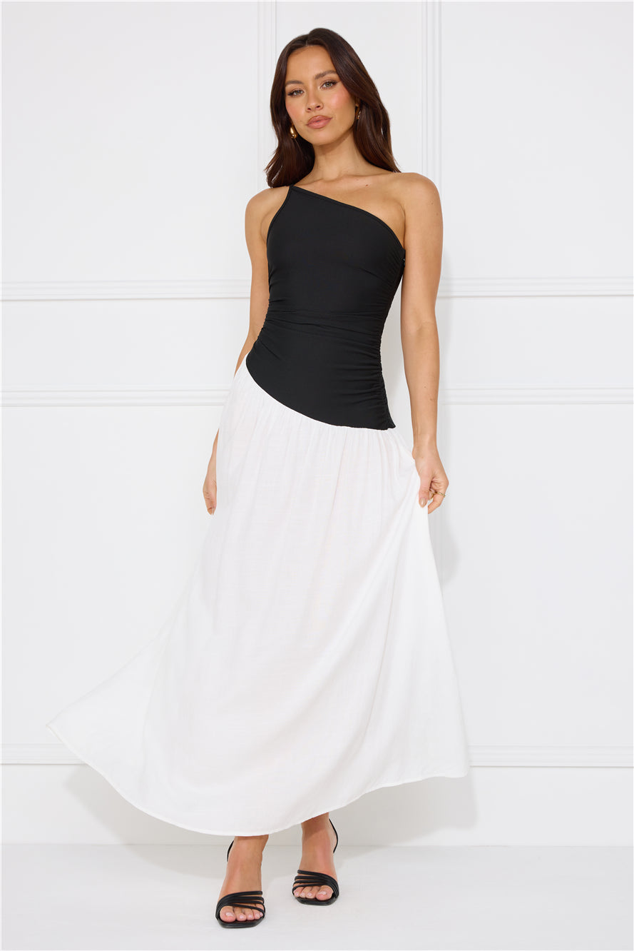 Lavish Hideaway One Shoulder Maxi Dress Black