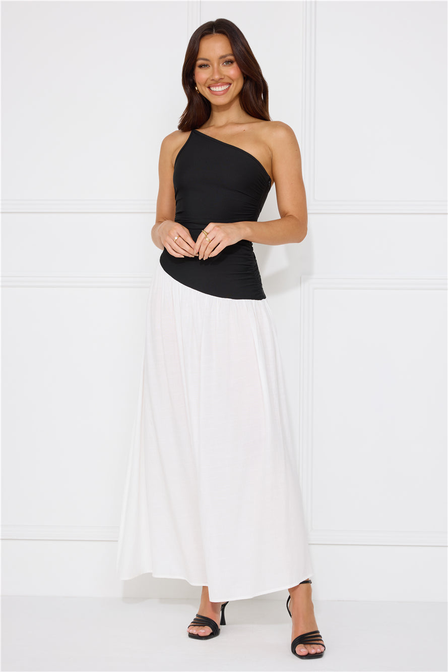 Lavish Hideaway One Shoulder Maxi Dress Black