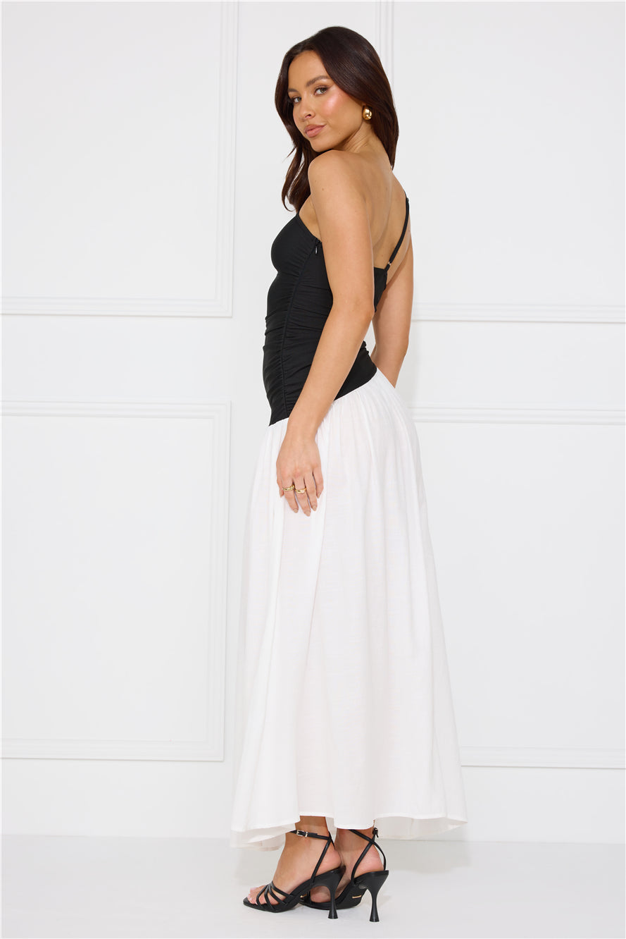 Lavish Hideaway One Shoulder Maxi Dress Black