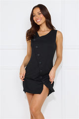 Beachside Beauty Linen Blend Mini Dress Black