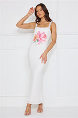 Floral Surprise Mesh Maxi Dress White