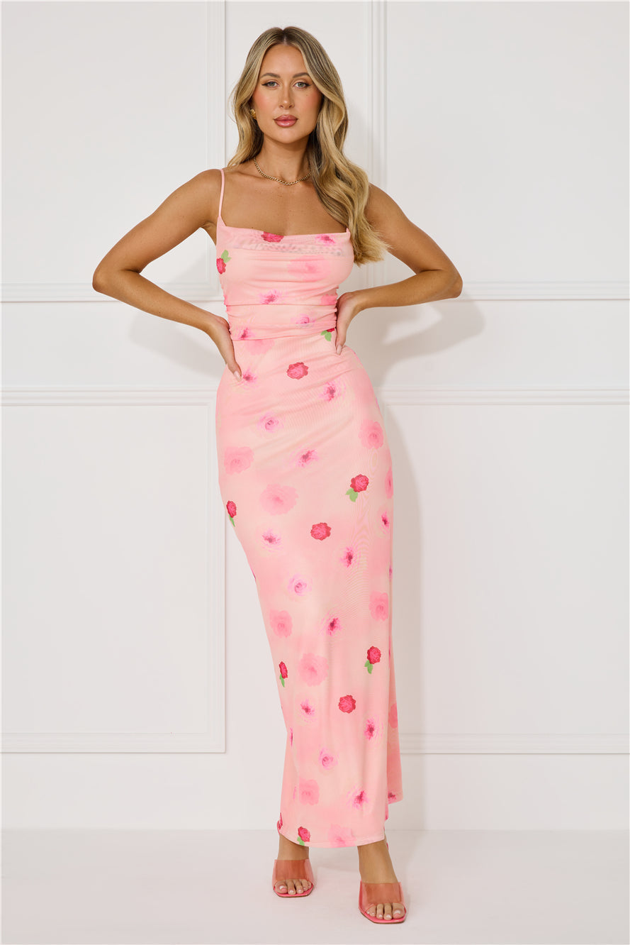 Musical Dream Mesh Maxi Dress Pink