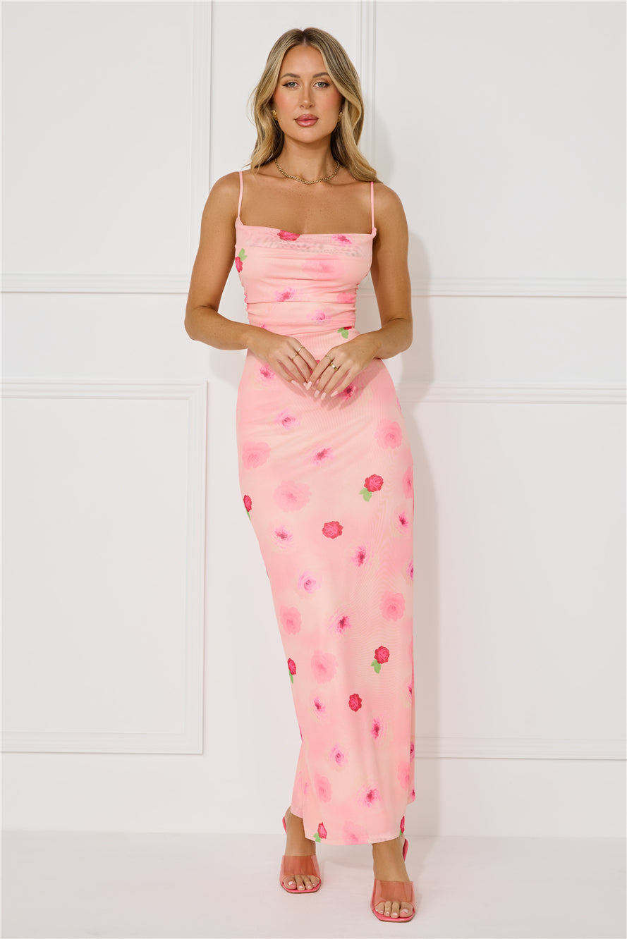 Musical Dream Mesh Maxi Dress Pink