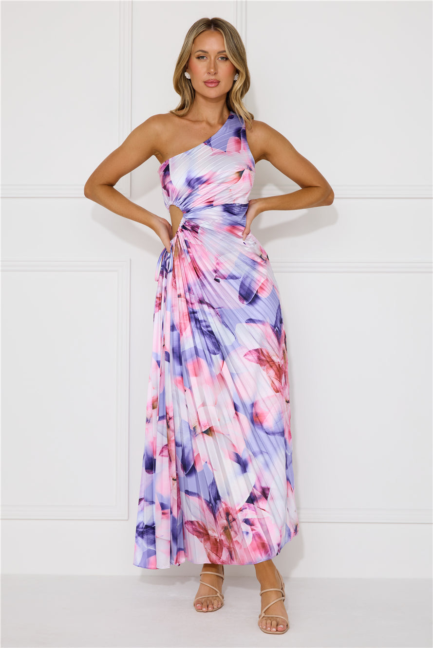 Lily Dreams One Shoulder Satin Maxi Dress Purple