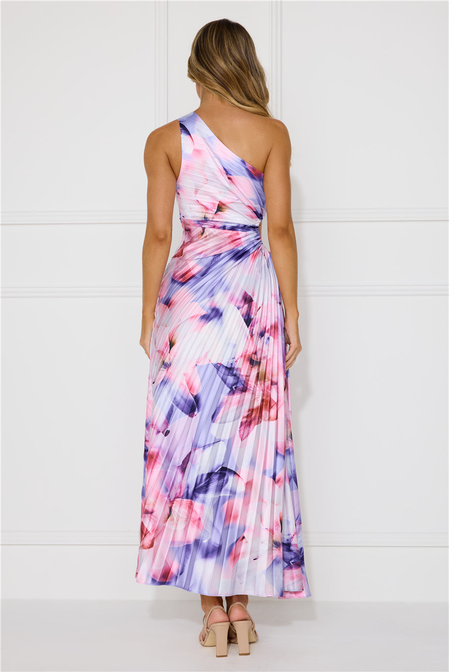 Lily Dreams One Shoulder Satin Maxi Dress Purple