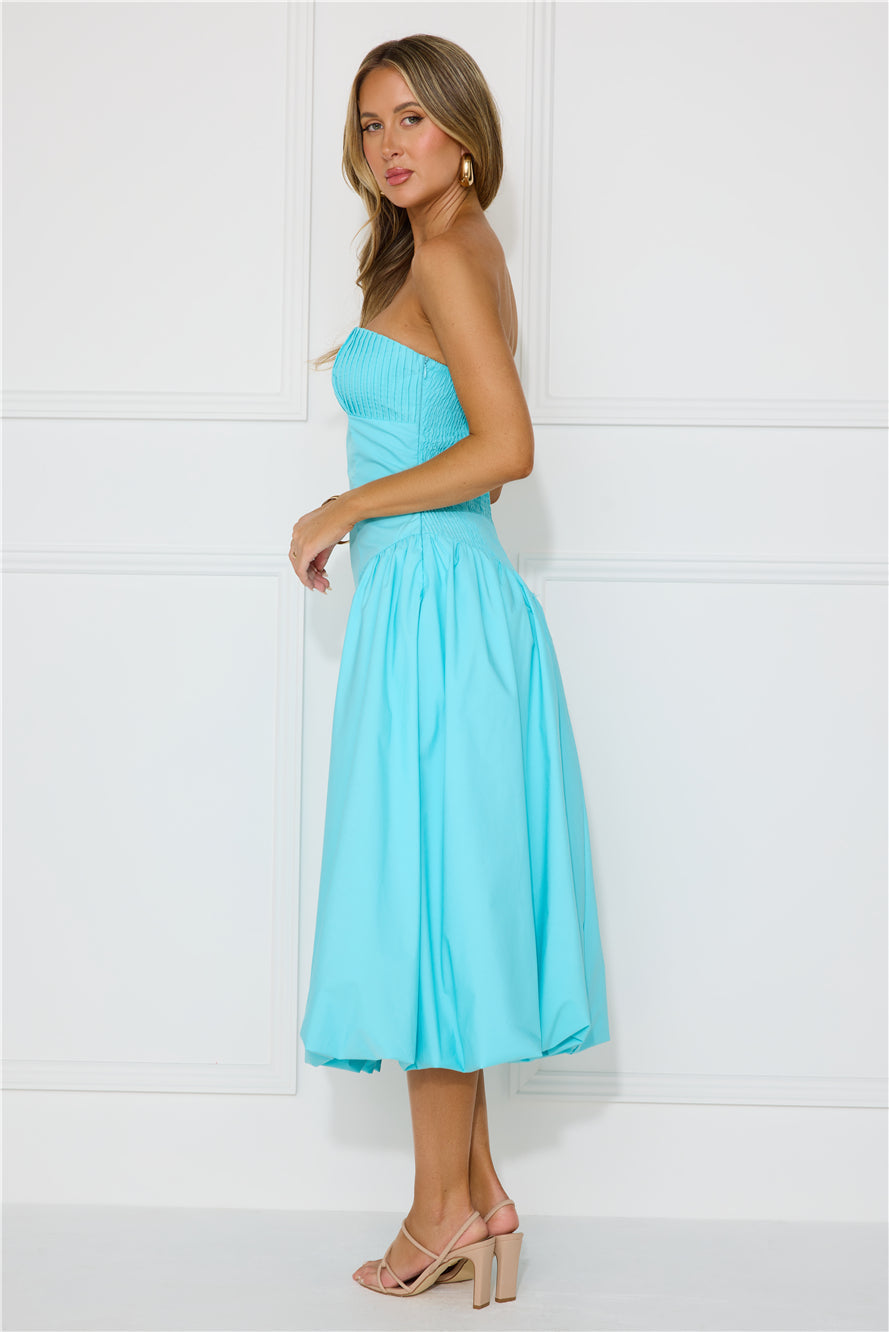 Adelaide Strapless Bubble Midi Dress Blue