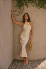 Moment Of Romance Satin Maxi Dress Cream